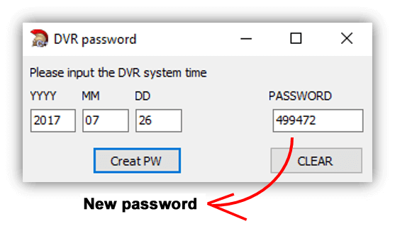 Dahua Password generator result